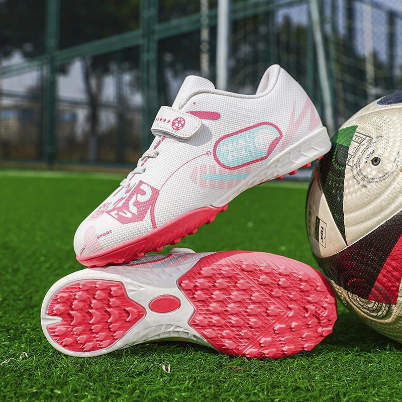 2025 New Children's Football Shoes Students Boys and Girls TF Broken Nails Velcro Women's Training Sneakers