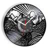 Mountain Landscape Wall Art Wall Clock Scenic Landscape Mountain Peak Gold Sun Vinyl Record Wall Clock Traveller Adventurer Gift