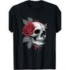 Rose Skeleton Skull Hand Red Flower Rose T-Shirt