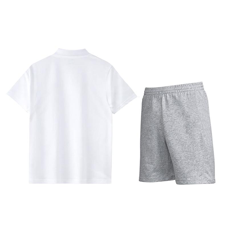 Li Ning Logo Print Breathable Pullover Short Sleeve Polo Shirt Straight Cut Quick Dry Shorts Casual Sports Set Men sportswear YPLU073-1+YKSU179-1