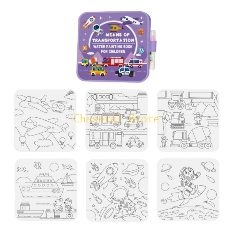 E7Ce Cartoon Water Coloring Book Reusable Kindergarten Kids Magical Painting Activity