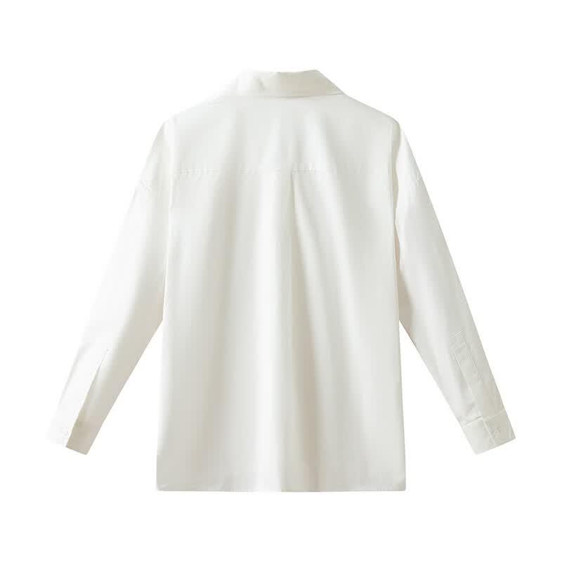 Wudao Women's 100% Cotton Loose-Fit Lapel Shirt