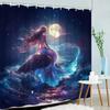Enchanting Mermaid Moonlight Print Waterproof Shower Curtain For Bathroom,Magical Ocean Design High-End Toilet Partition Curtain