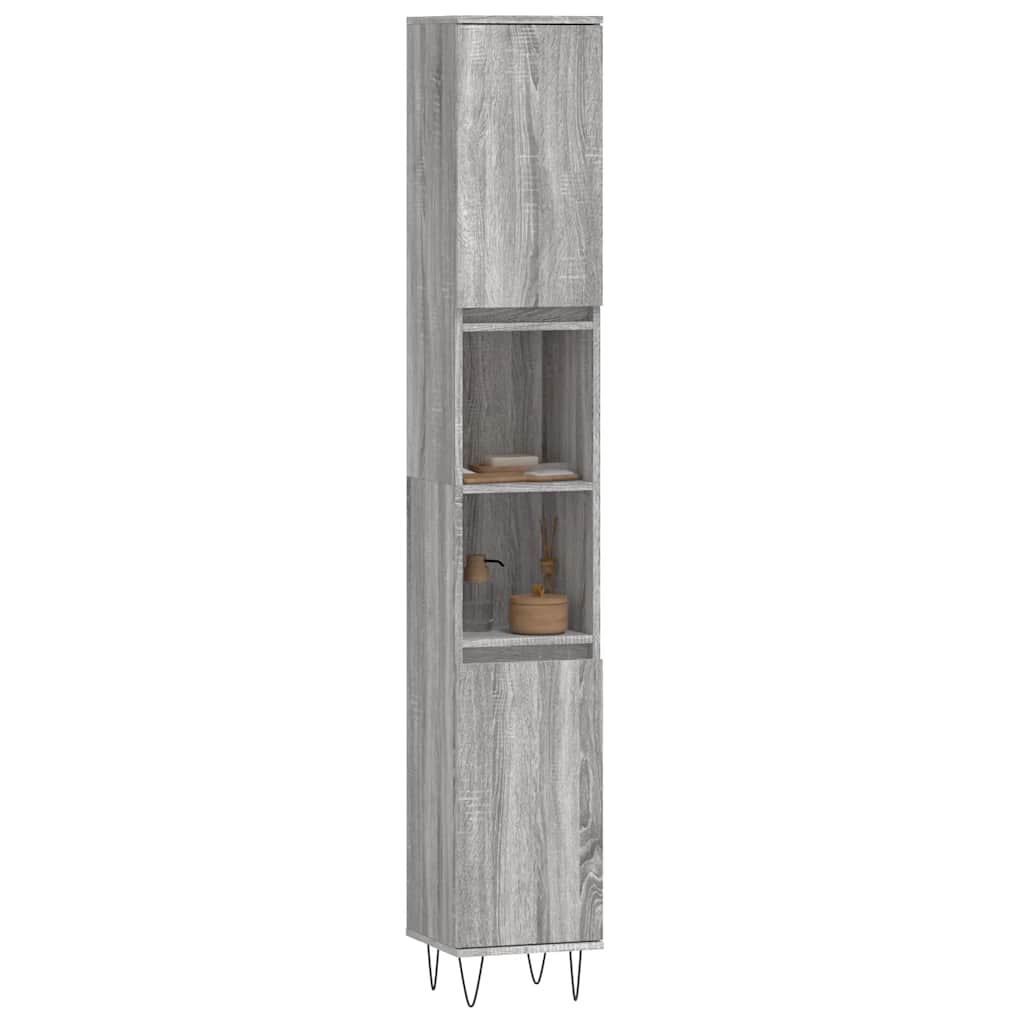 vidaXL Badschrank Grau Sonoma 30x30x190 cm Holzwerkstoff