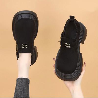 Showing Feet Doudou Shoes Fashionable Versatile Shallow Mouth Single Shoes Women's 2025 New Spring Suede Thick Sole Heightening Loafers