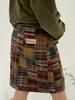 Double Quartz Warhello Patchwork Wrap Skirt (Brown)