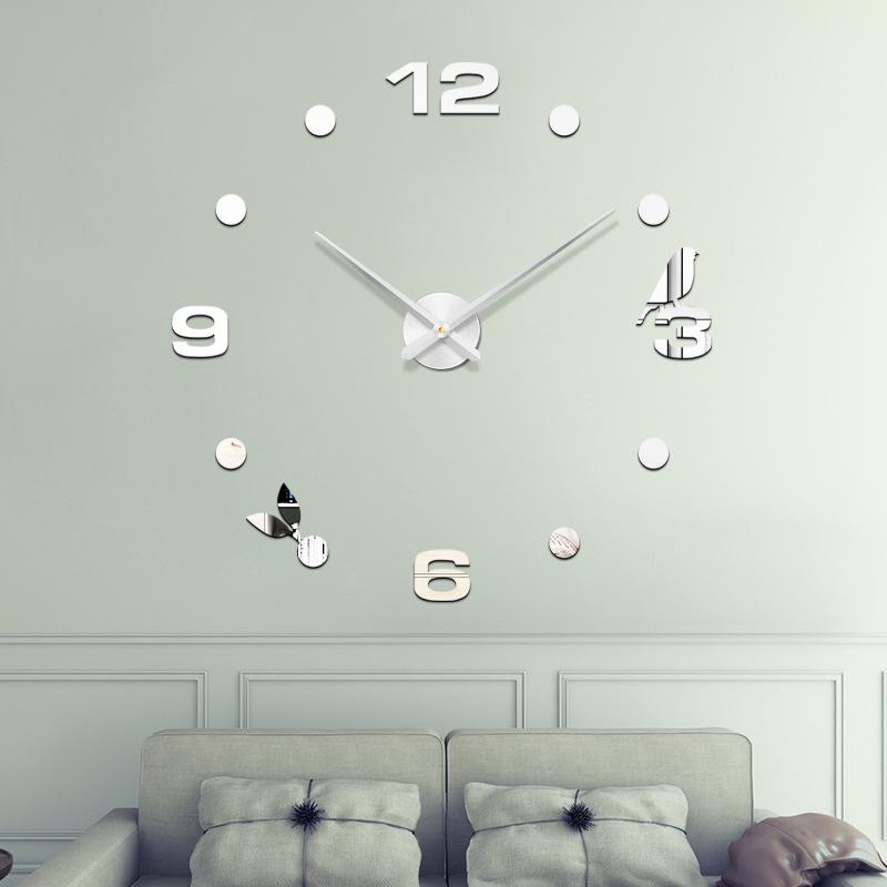 Modern Design Large Wall Clock 3D DIY Quartz Clocks Watches Acrylic Mirror Stickers Living Room Home Decor Horloge