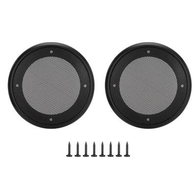 2 Stück 4 Zoll Metall o Lautsprecherabdeckungen Schutz Dekorativer Kreis Mesh-Abdeckung Schwarz+Schwarz