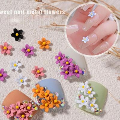 5 Sets of Nail Metal Small Flower Nails Frosted Hyuna Three-dimensional Color Flower Nail Art Accessories