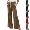 Women's Color Casual Wide,leg Trousers With Drawstring Waist