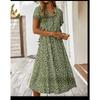Summer polka dot printed short-sleeved mid-length dress women's fashion all-match elegant temperament