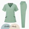 Elastic V-Neck Short Sleeve Scrub Suit for Dental Clinic, Salon, or Nurse Uniform