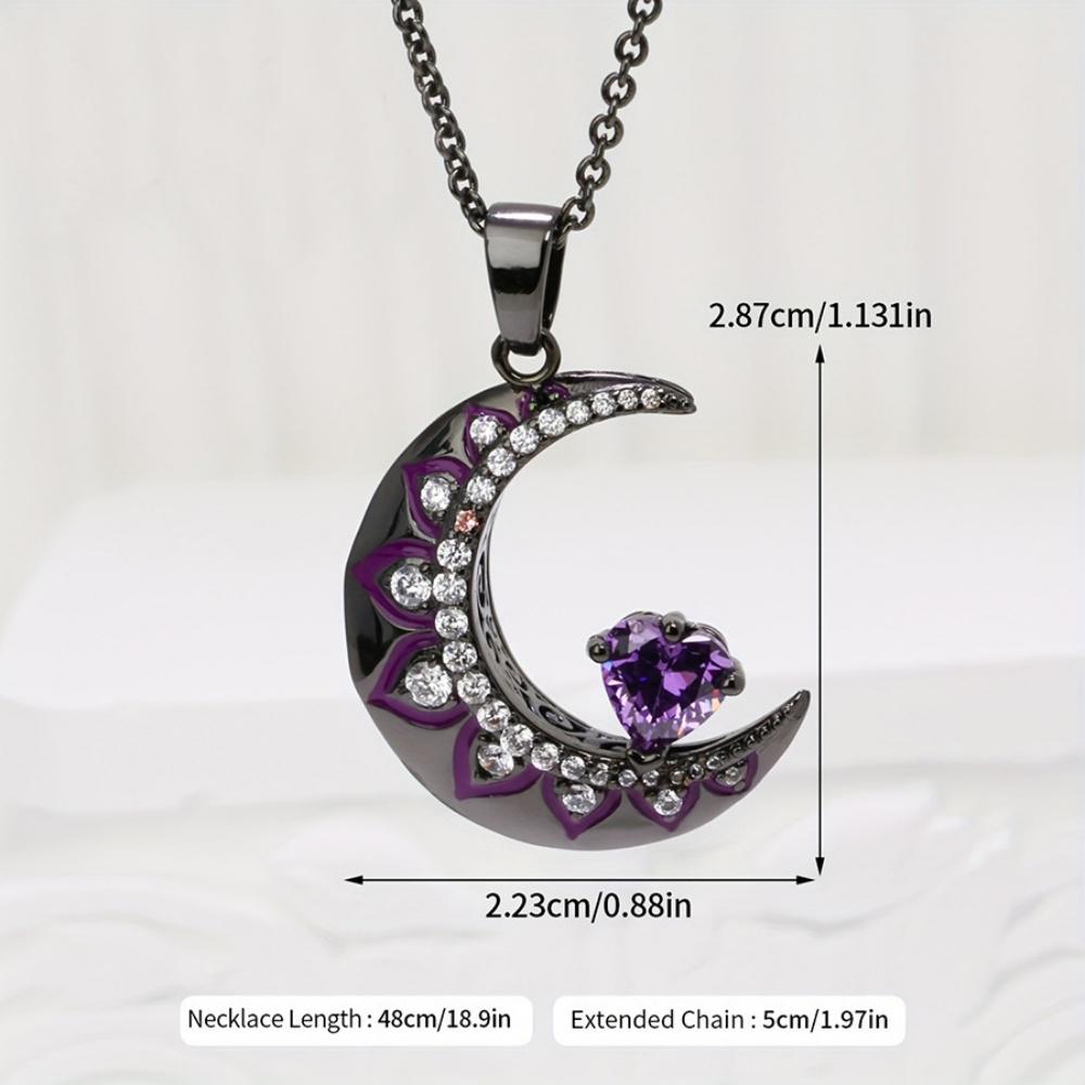 New Black Moon Heart Zircon Flower Pendant Necklace Unique Fashion Personality Versatile New Gothic Couple Jewelry Gift чёрный