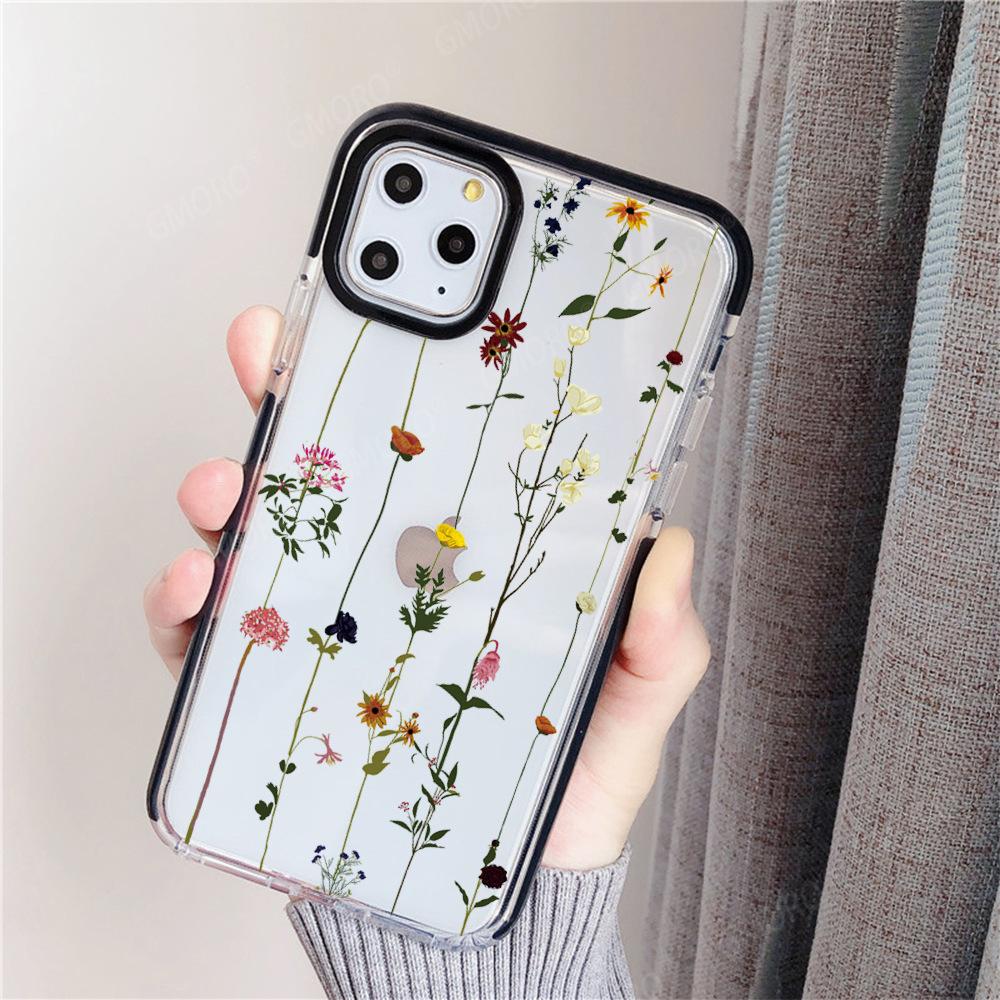 Foreign Trade Explosion Isn't Simple Flower iPhone14 Two-color Tpu Transparent Case Apple 17 Flower Mobile Phone Case 16