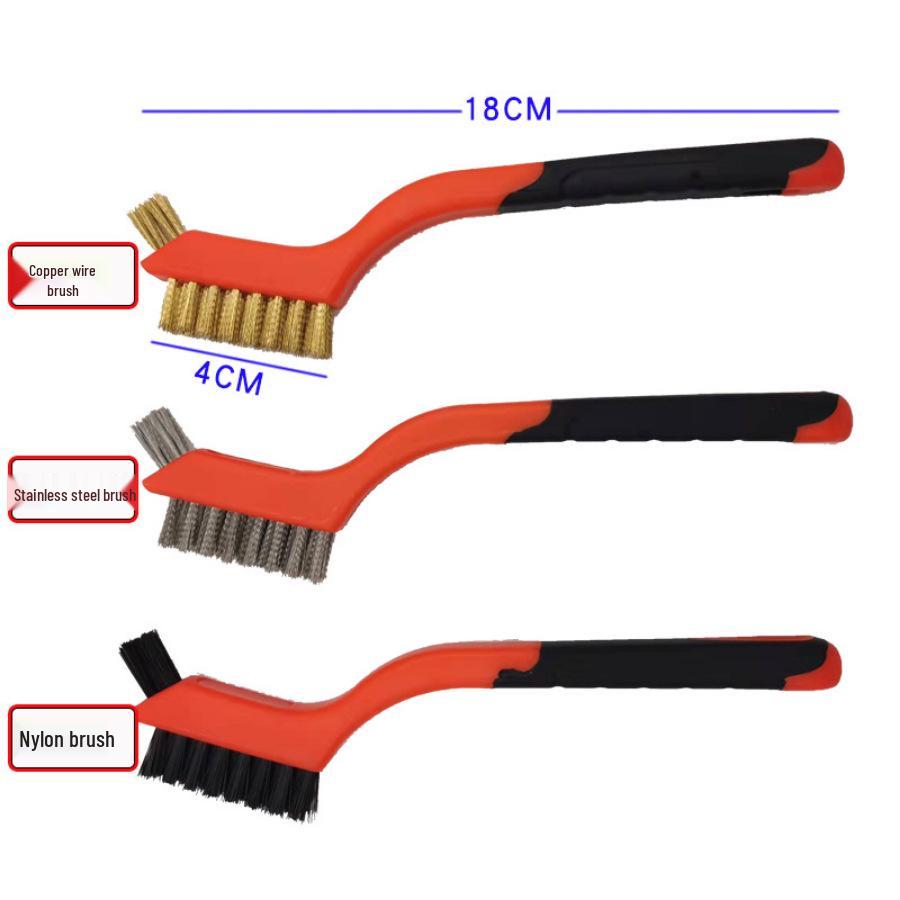 Double-Headed Wire Brush Set: Steel, Copper, Nylon for Rust and Crevice Cleaning