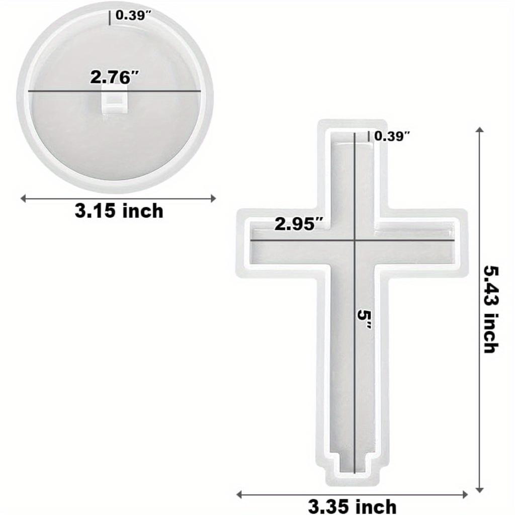 5'' Standing Cross Silicone Mould with Base, Epoxy Cross Mould, Epoxy Plaster Cement Mould, Halloween Ornaments