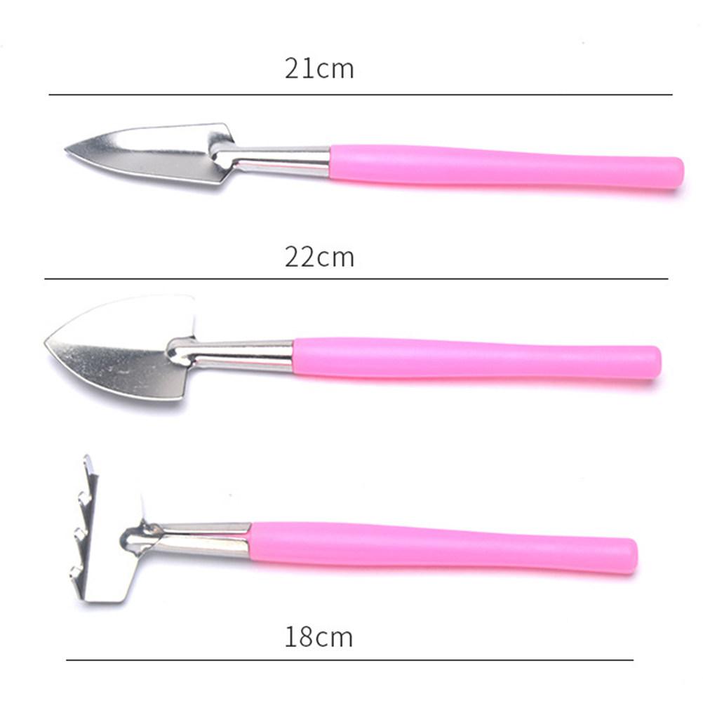 

1Set Mini Garden Tools Set Pink Plastic Handle Rake Wide Shovel Thin Shovel Anti-Skid Hanging Hole for Home Garden Flowerpot розовый
