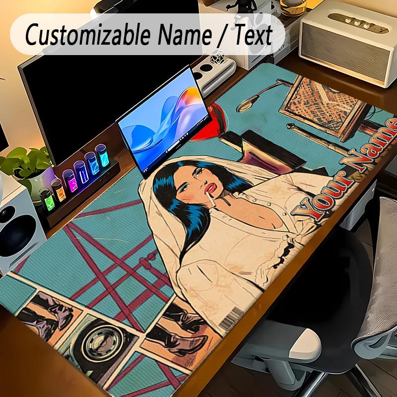 Large Mouse PadLana Del Rey Custom Name Text Personalized Desk Mat Non Slip Gaming Pad