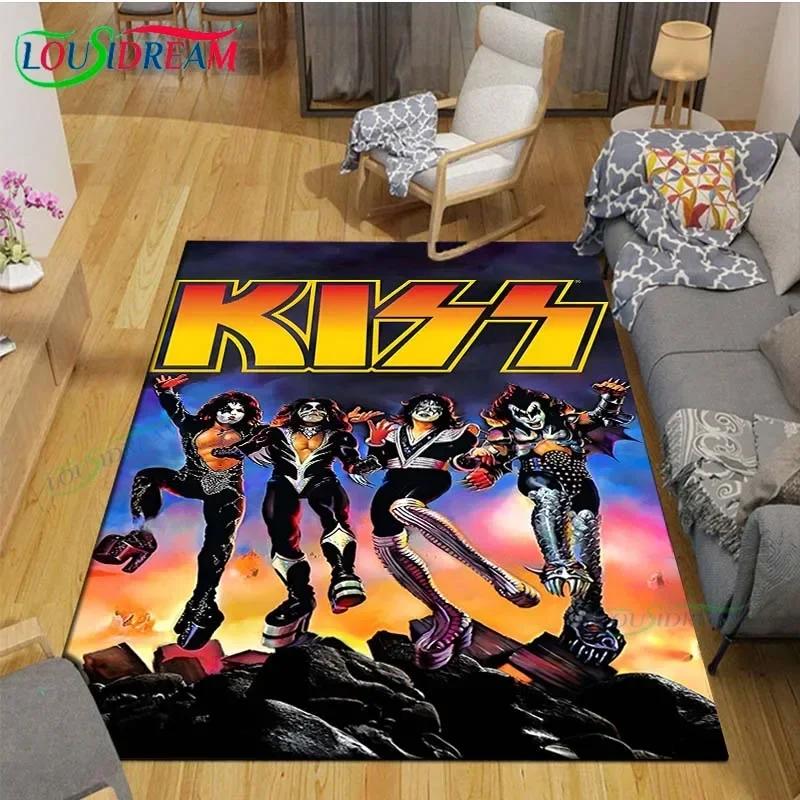 Slavná hudební heavy metalová kapela KK-Kiss Tištěné koberce Obývací pokoj Protiskluzový kobereček Dětské pokojové podložky Podložka na jógu Velký koberec