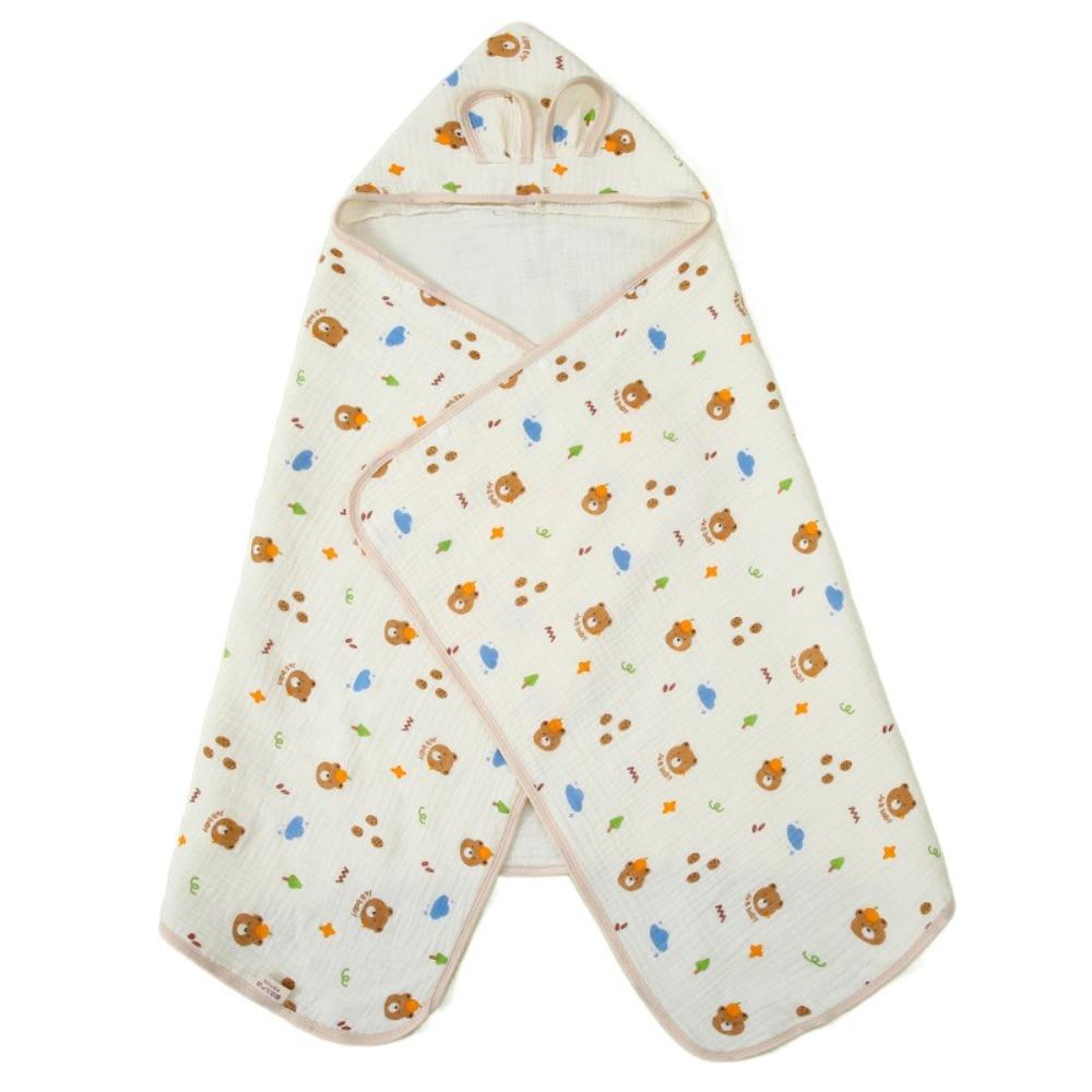 Bear Printed Pure Cotton Gauze Soft Texture Baby Swaddle Cloth Gauze Cover Blanket Children's Bath