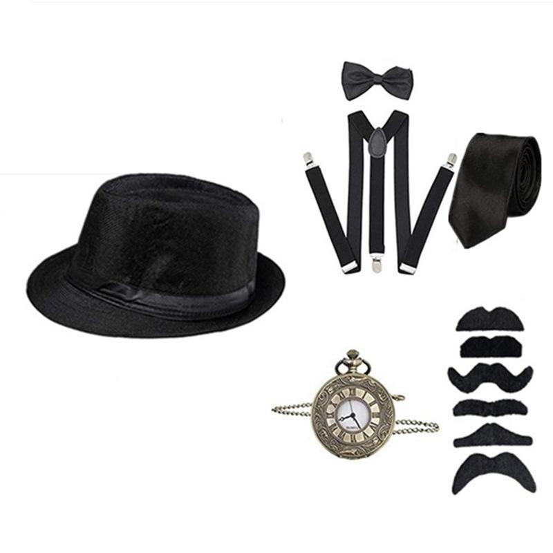 Gatsby 1920s Pánský cylindr, kapesní hodinky a set motýlka