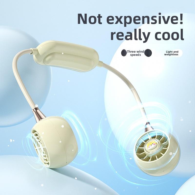 Summer Electrical Lazy Neck Fan, USB Charging Portable Mini Electric Fan, Travel Outdoor Turbo Small Fan