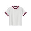Heavyweight color-blocked round-neck women's simple versatile short-sleeve T-shirt, regular shoulder, cropped slim-fit top