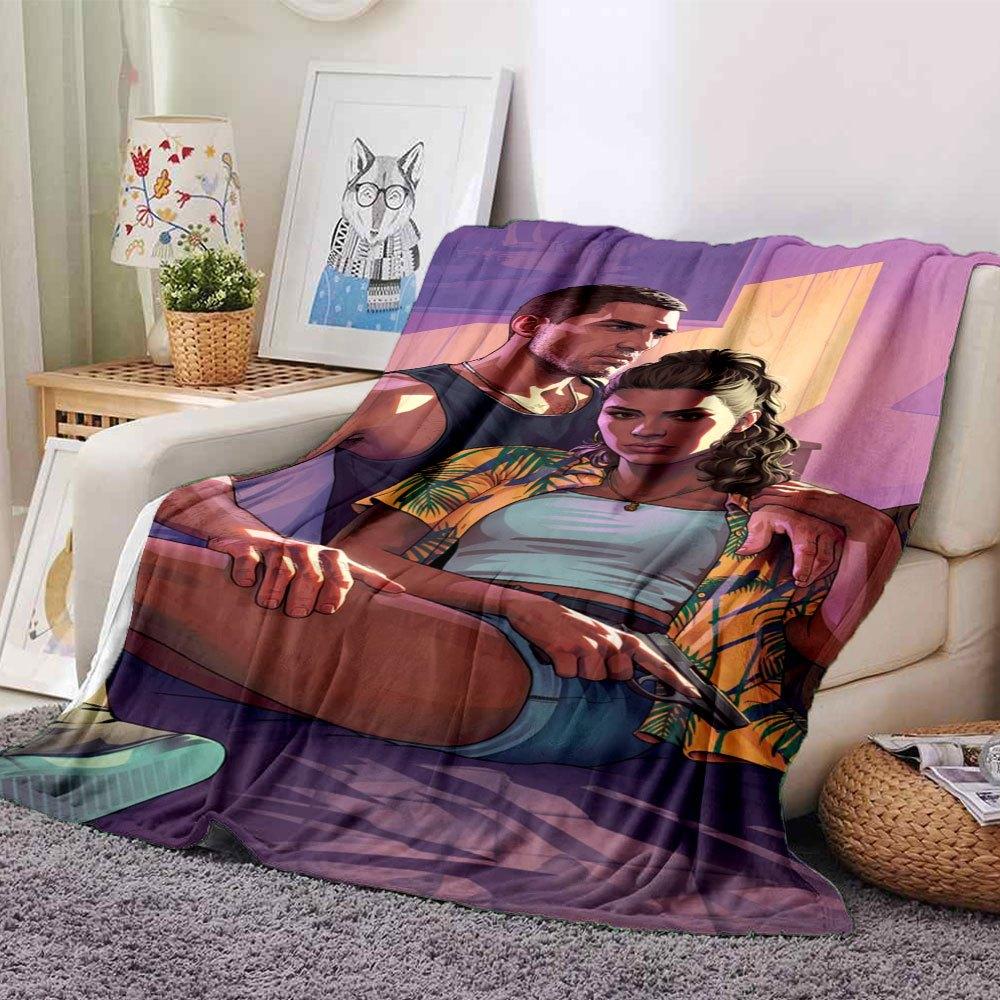1pc Grand Theft Auto Soft Flannel Blanket with Designer Print A Cozy Blanket for All Seasons, Perfect for the Couch, Bed, Office