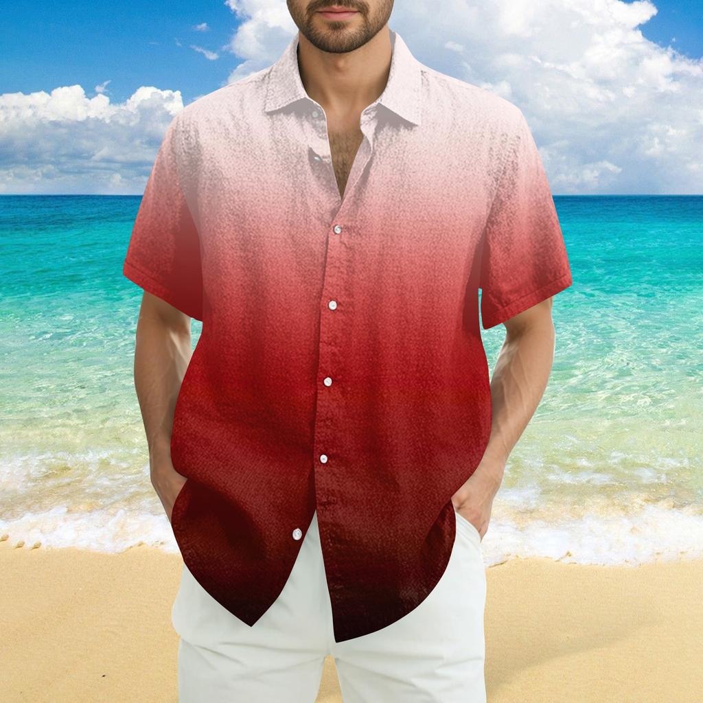 Men's Fashion Casual Loose Hawaiian Print Short-sleeved Shirt