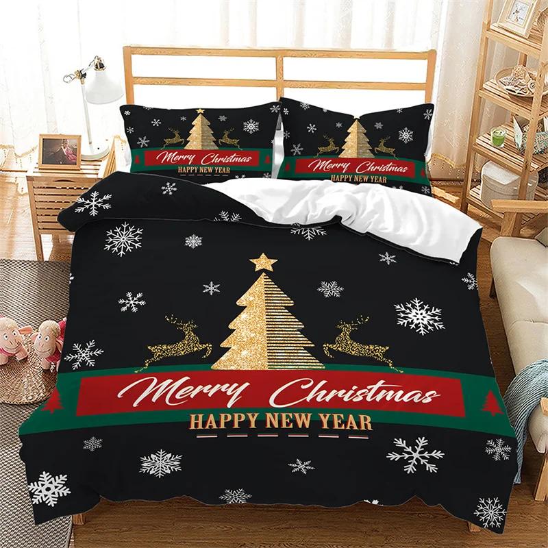 Comforter Merry Christmas Bedding Set Full Twin King Queen Comforter Microfiber Christmas For Boys Teens Bedroom Decor