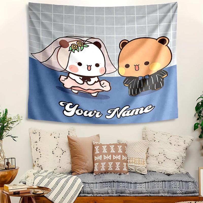 Personalized Bubu Dudu Background Tapestry,Custom Name Birthday Party,Multifunctional Wall Decoration for Home Decor,Various Occasions