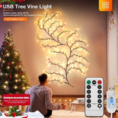 USB Powered LED Tree Light - 72/96 LED Lights, 5.9 Feet and 4.8 Feet, 8 Modes with Remote Control, Warm Christmas, Halloween,