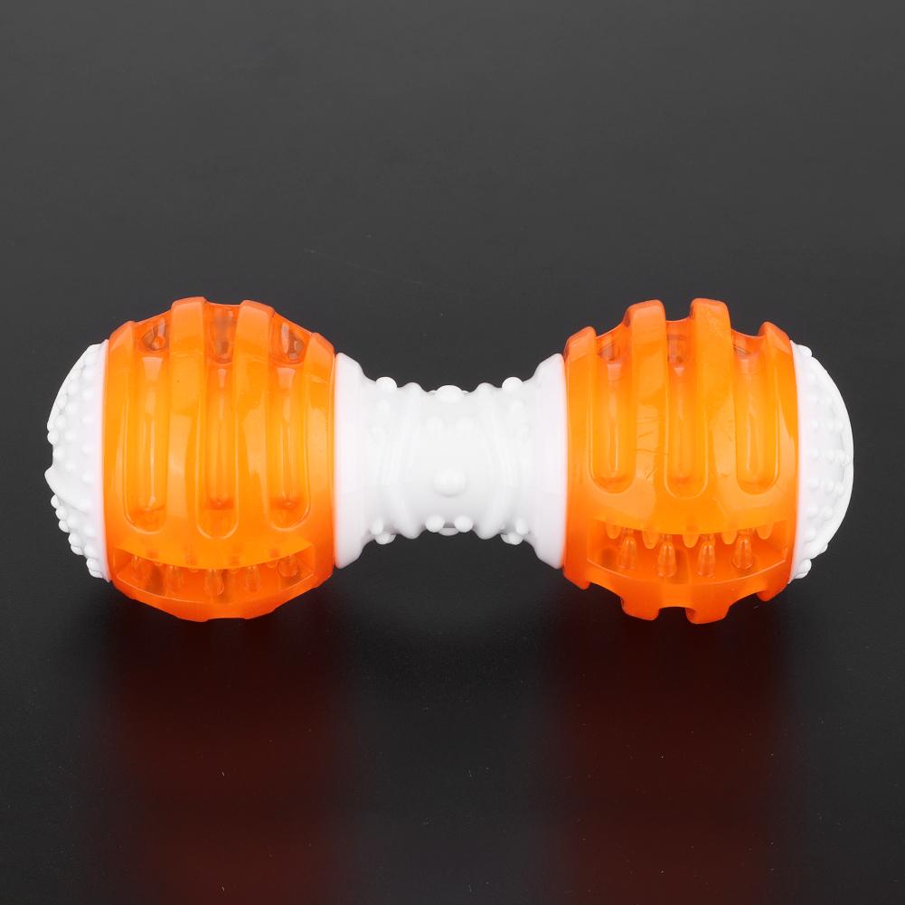 Pet Bite Resistant Durable Chewing Toy Barbell Shape Sound Molar Cleaning Teeth Toys