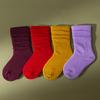 Autumn Winter Children Knee High Long Soft Cotton Socks Kids Solid Candy Color White Folds Stockings for 0-8Y Girls Boy Clothing