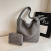 New Trendy Autumn and Winter Korean Solid Color Hairy Large Capacity Tote Bag
