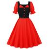 Women's  Literary Retro Suit Collar Polka Dot Short Sleeve Dress With Big Swing Skirt