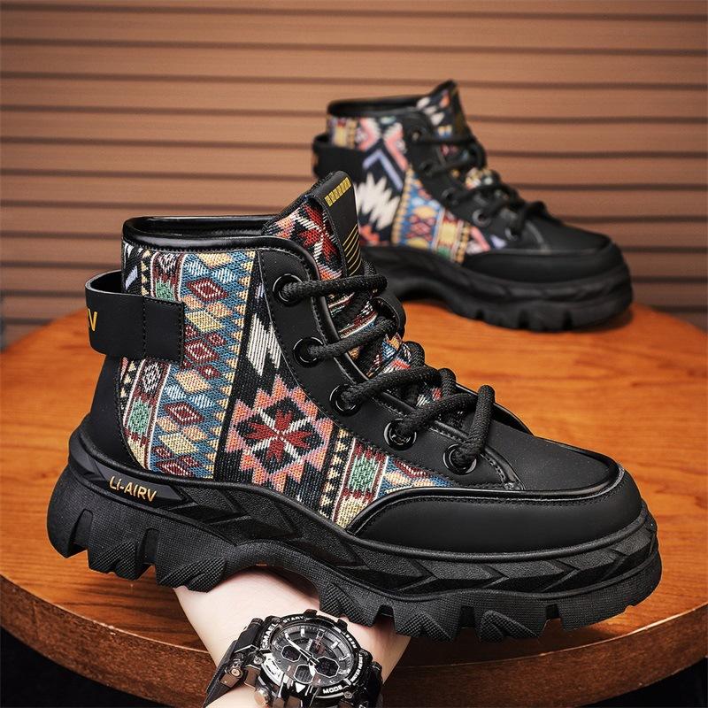 Autumn and winter new high-top shoes Martin leather boots tooling boots men's recreational locomotive boots labor insurance shoes men's