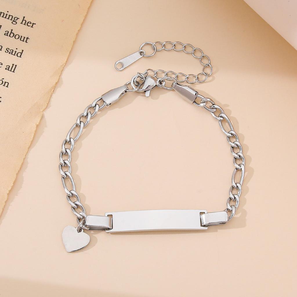 Stainless steel butterfly, crown, heart bracelet, couple bracelet, DIY personalized, smooth curved long bracelet, accessories