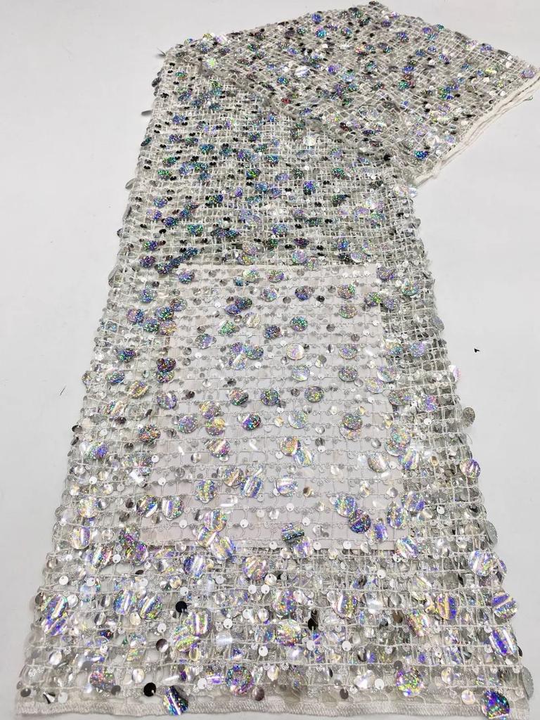 1/3Yard Square Hole Hollow Mesh Fabric Sequins White Black Fashion for DIY Sewing Stage Clothes, Skirts, Dresses Handmade Cloth