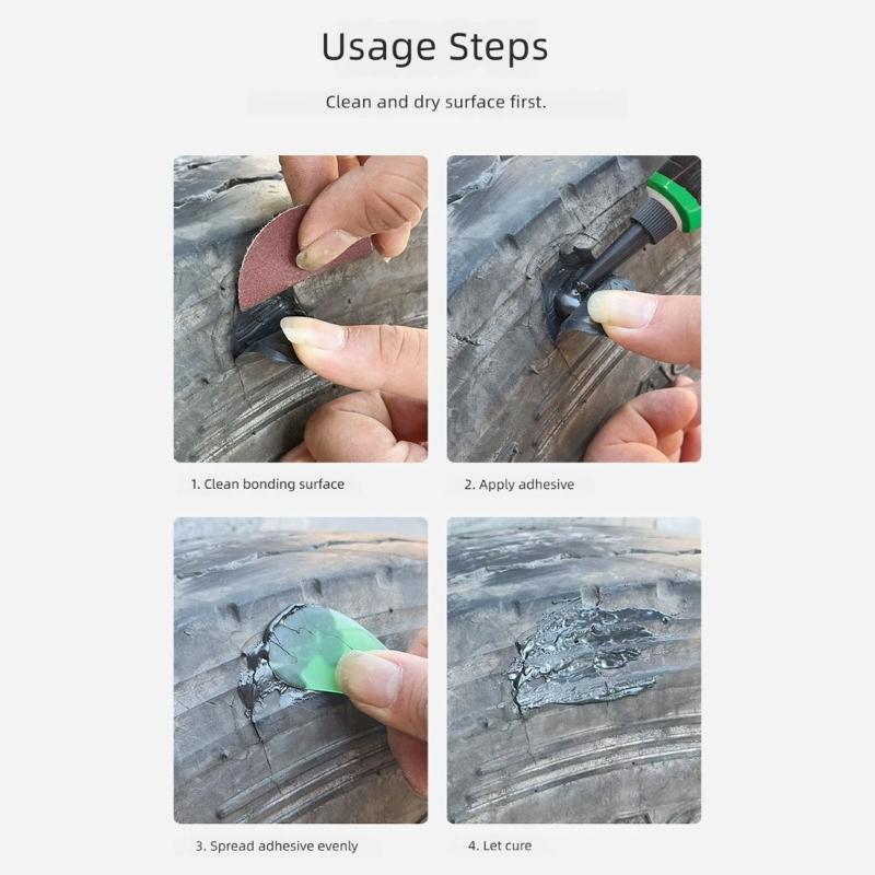 Tire Repair Glues Tubes 2 Pack Rubber-Based for Cars Motorcycles and Electric Bikes, Sidewall Care and Crack Touch Up for Tire Upkeep