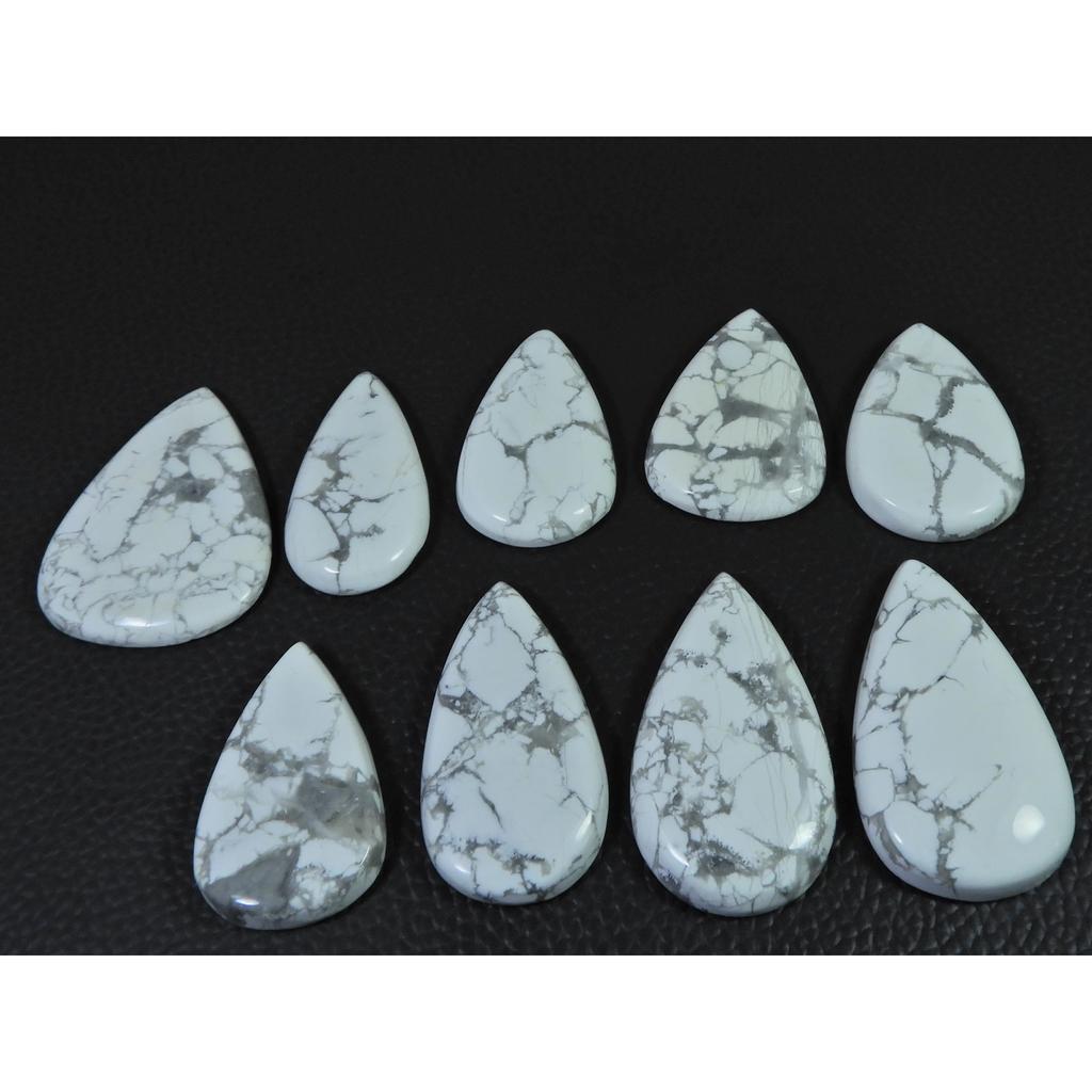 364Cts. Natural Howlite Pear Shape Cabachon Loose Gemstone 09 Pcs Lot C-2545