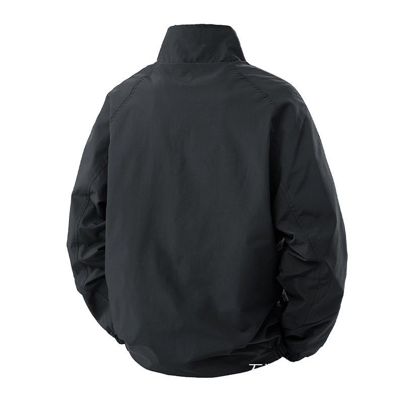 Mens Lightweight Windproof Waterproof Jacket Casual Outerwear With Lapel Patch Detail