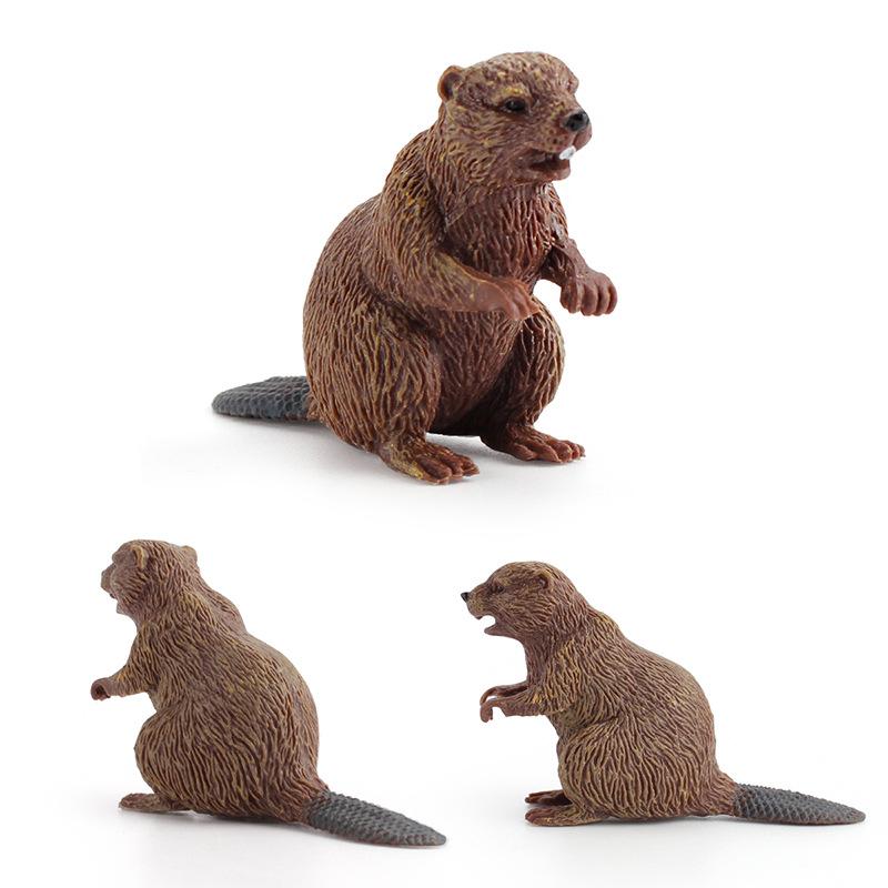 Children'S Fun Simulation Wild Forest Animals Mini Beaver Model Science And Education Cognition Static Solid Ornament Toy