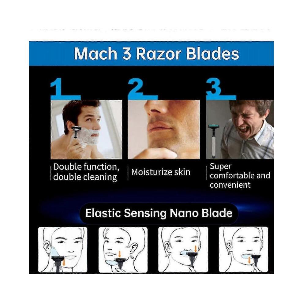96PCS Mach 3 Razor Blades Refills, Compatible with Gillette Mach 3 Men's Razor Blades Replacement Cartridges