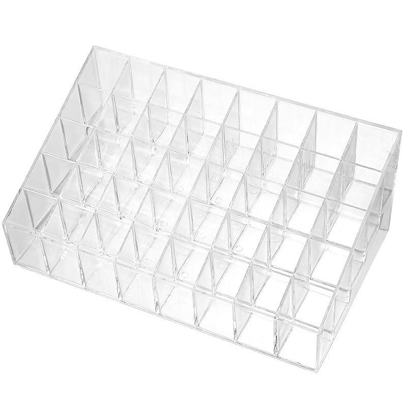 24-Slot Transparent Lipstick Organizer - Desktop Cosmetic Storage & Display Box