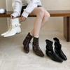 Autumn and winter new pointed thick heel short heel temperament French fashion sexy beautiful woman net short boots