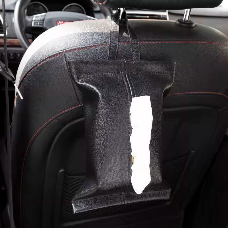 Leather Car Tissue Dispenser Hanging Organizer Waterproof Dustproof Vehicle Home Bathroom Modern Minimalist Design
