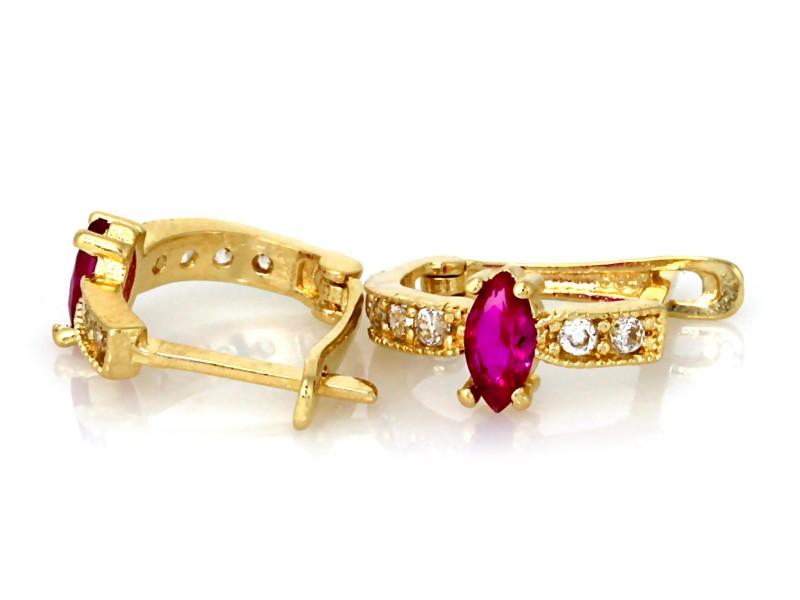 Fashionable 585 Gold Earrings with a Pink Stone 1.11g for a Fashionable Woman 14k