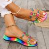 Large size candy color one-word cool slippers women's new fashion rhinestone outdoor summer casual cool slippers women