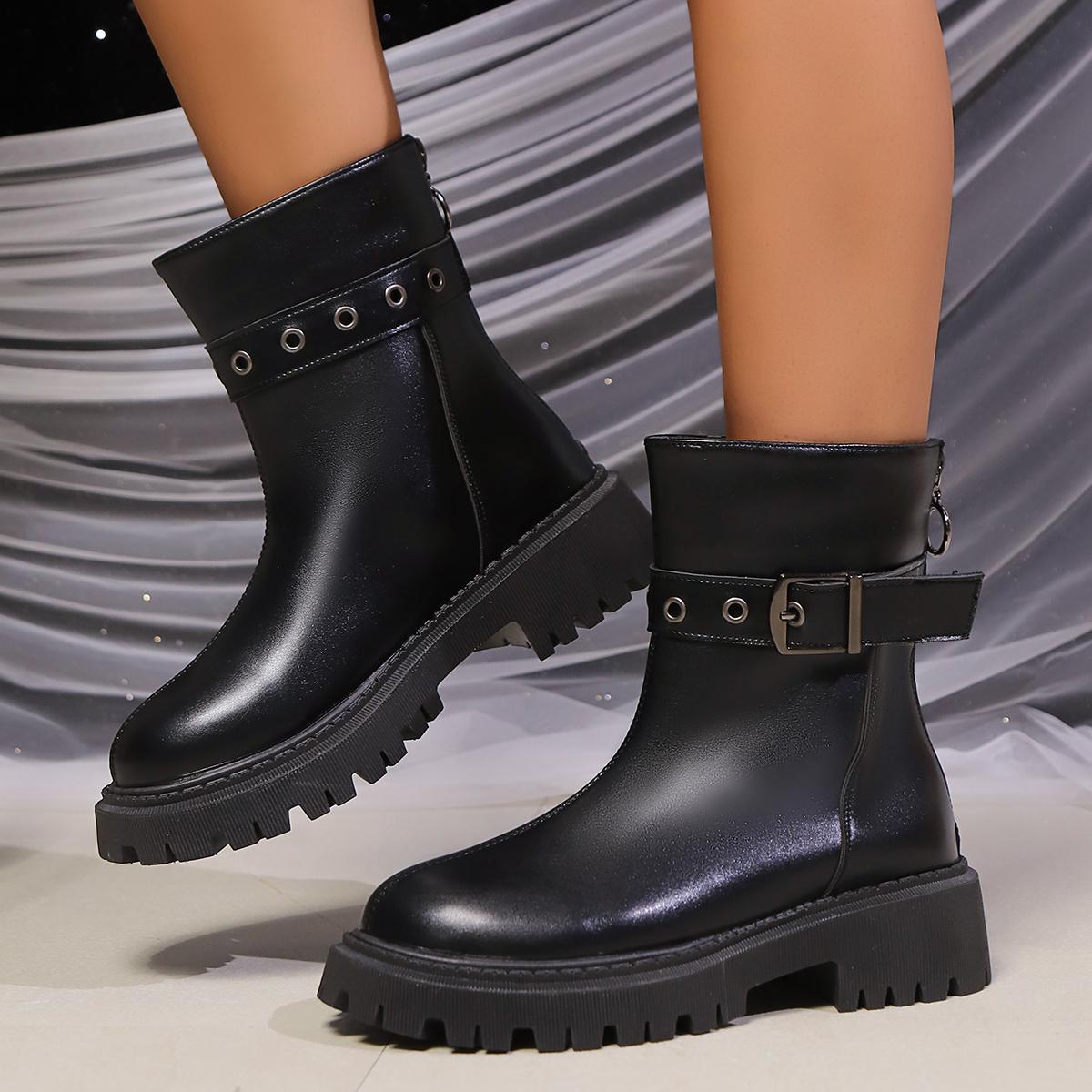 

Мода 2024 Зимние теплые меховые ботильоны для женщин Модные ботильоны на платформе с пряжкой и ремешком Женские толстые плюшевые ботинки из искусственной кожи Mujer 42